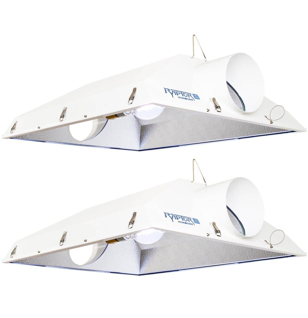 (2) Hydrofarm Raptor 8" Air Cooled Grow Light Fixture Reflector Hoods | RP8AC