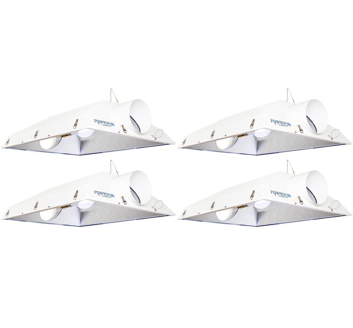 (4) Hydrofarm Raptor 8" Air Cooled Grow Light Fixture Reflector Hoods | RP8AC