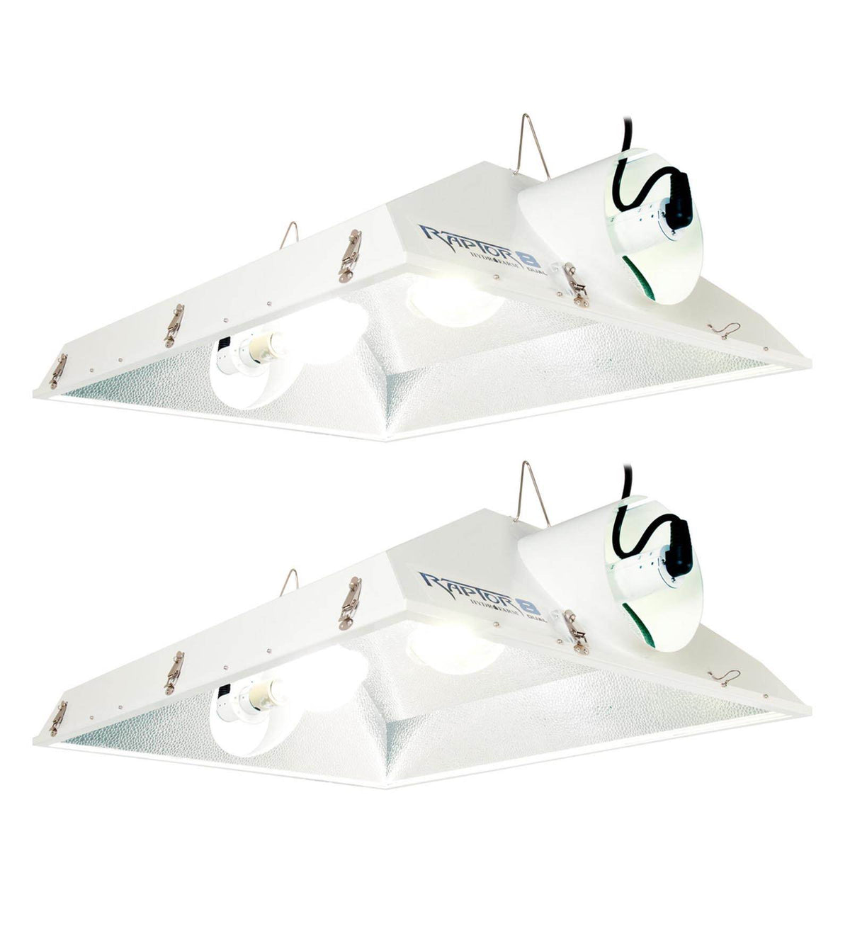 (2) Hydrofarm Raptor 8" Air Cooled Grow Light Reflectors w/ Dual Lamps | RP8ACD