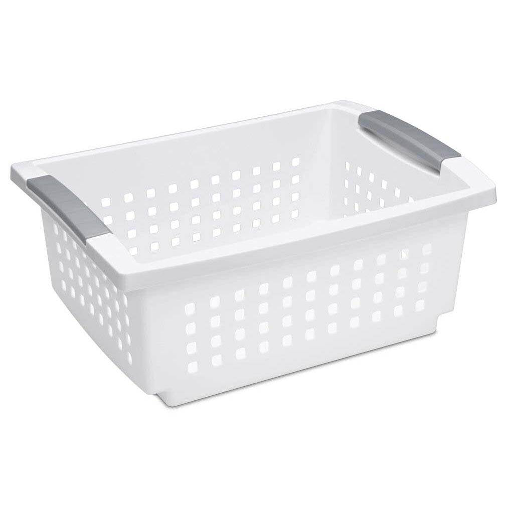 Sterilite Medium Sized White Stackable Storage Basket, 6 Pack (Open Box)