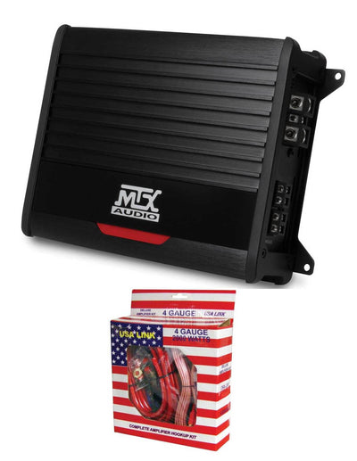 MTX THUNDER500.1 500 Watt RMS Power Amp Car Audio Bass Amplifier + Wiring Kit