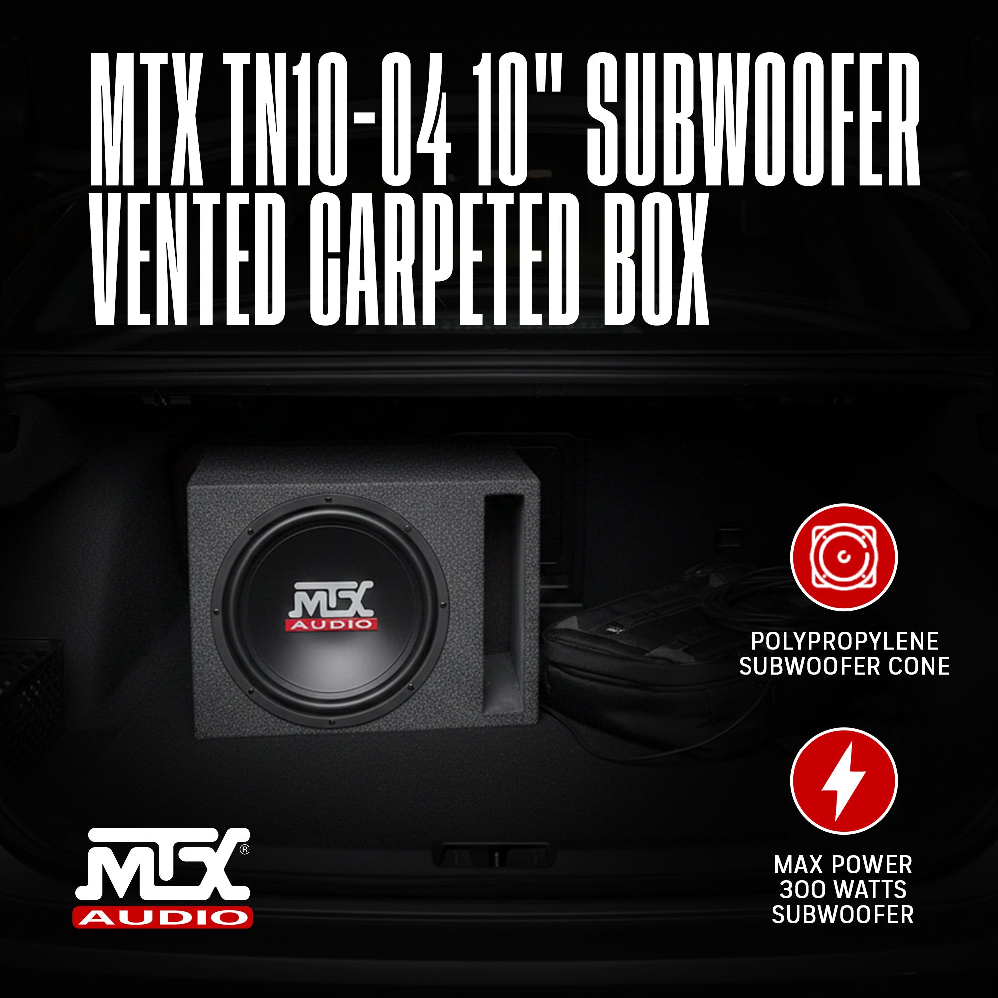 MTX Audio TN10-04 10 Inch Car Subwoofer with TN1004 Vented Ported Enclosed Box