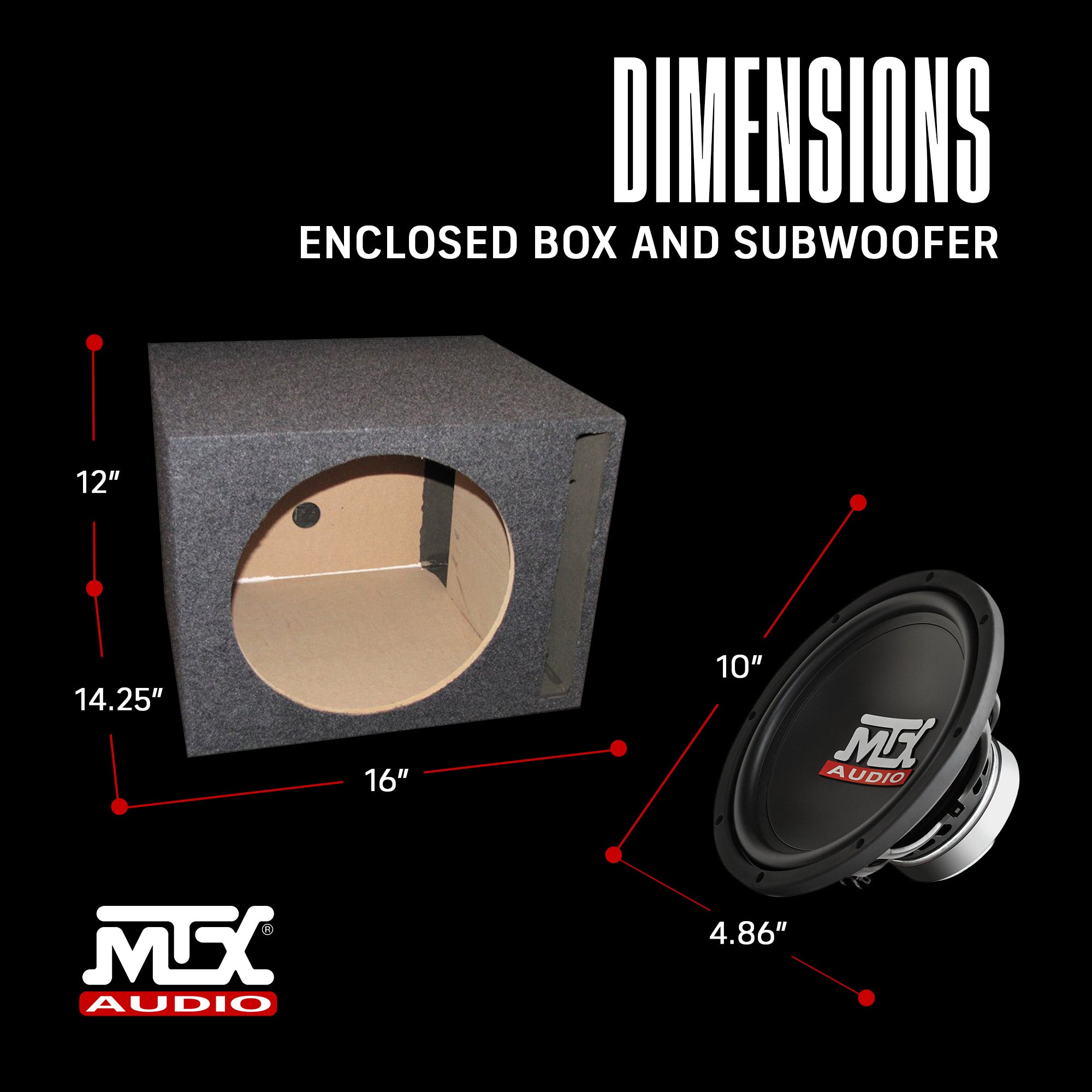 MTX Audio TN10-04 10 Inch Car Subwoofer with TN1004 Vented Ported Enclosed Box