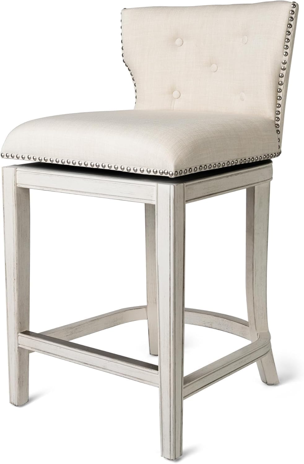 Maven Lane Hugo Tufted-Back Kitchen Swivel Stool White Oak, Counter Height(Used)