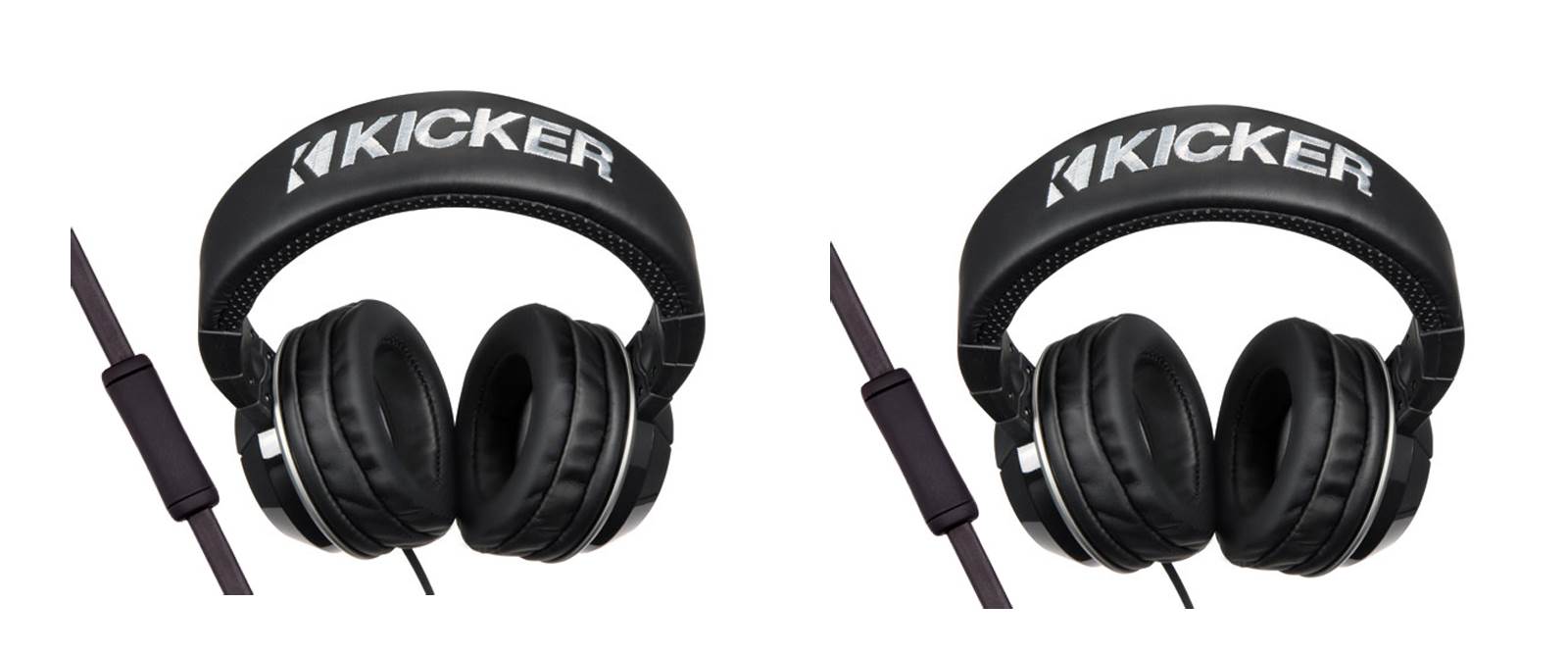 2) New Kicker HP402MB Over Ear Stereo DJ Audio Headphones Mic Controls Black