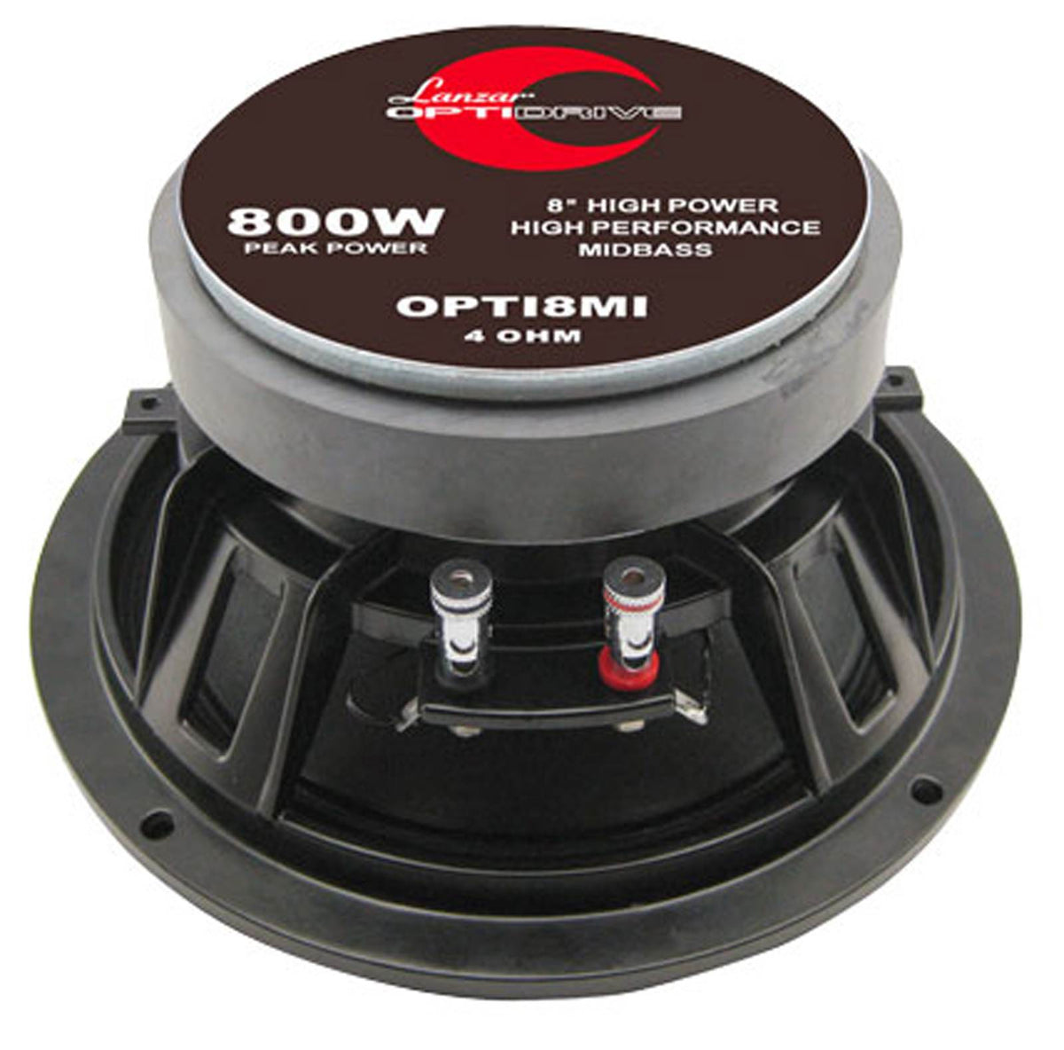 2) New Lanzar OPTI8MI 8" 800 Watt 4-Ohm High Power Mid Bass Car Audio Speakers
