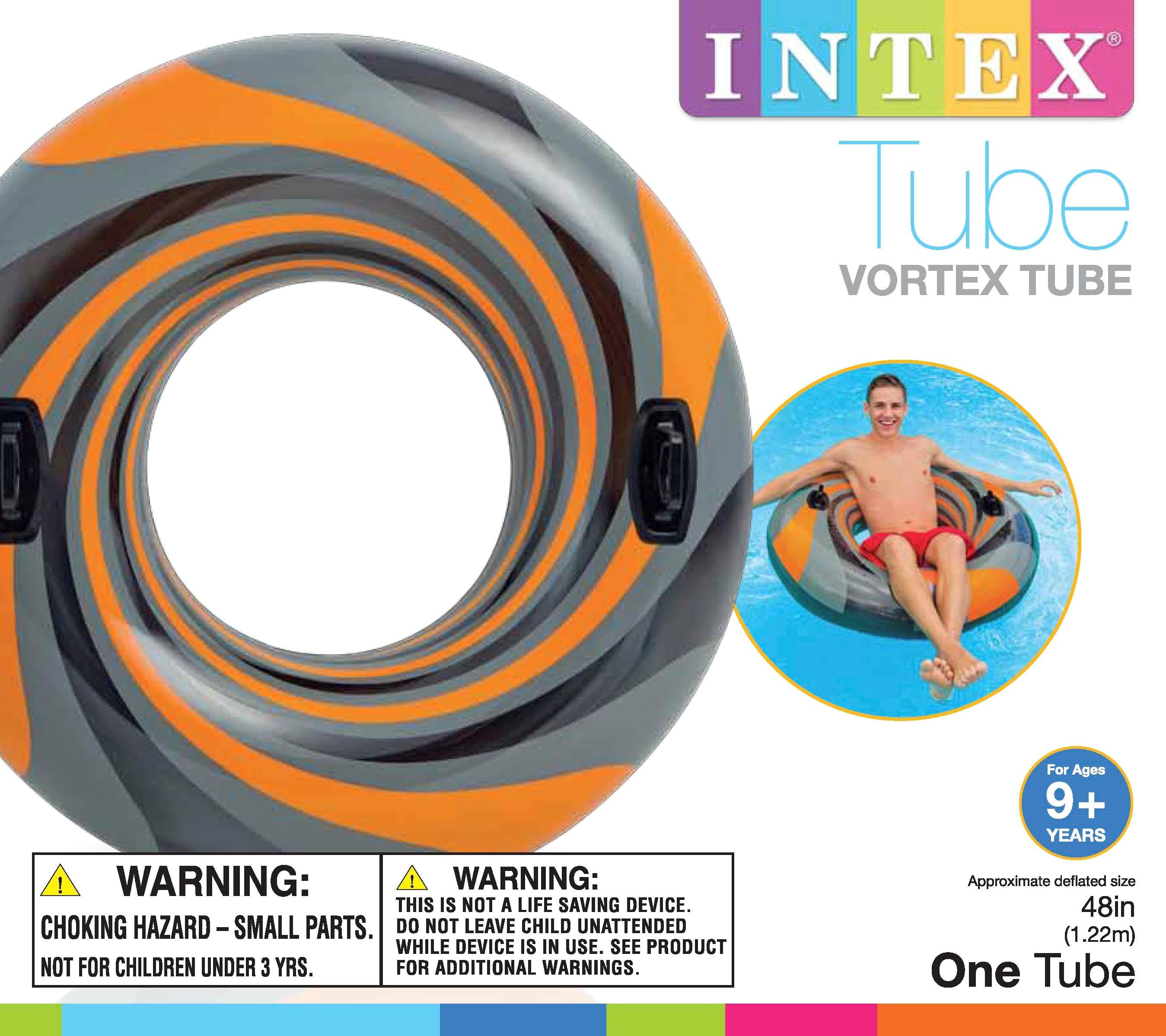 Intex Vortex Inflatable 48" Pool Tube Raft | Orange and Black (Open Box)