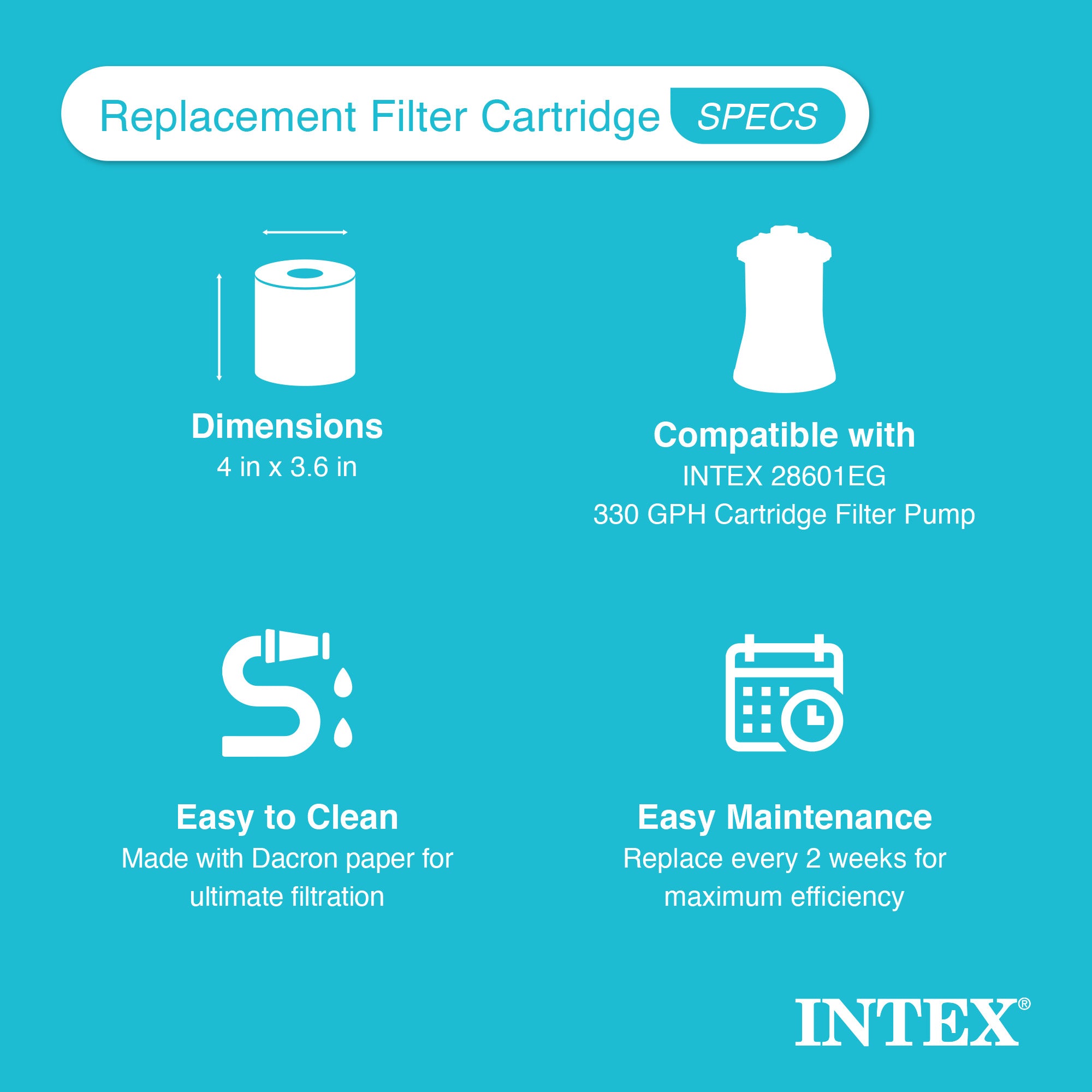 Intex Swimming Pool Easy Set Filter Cartridge Replacement Type H (12 Pack)