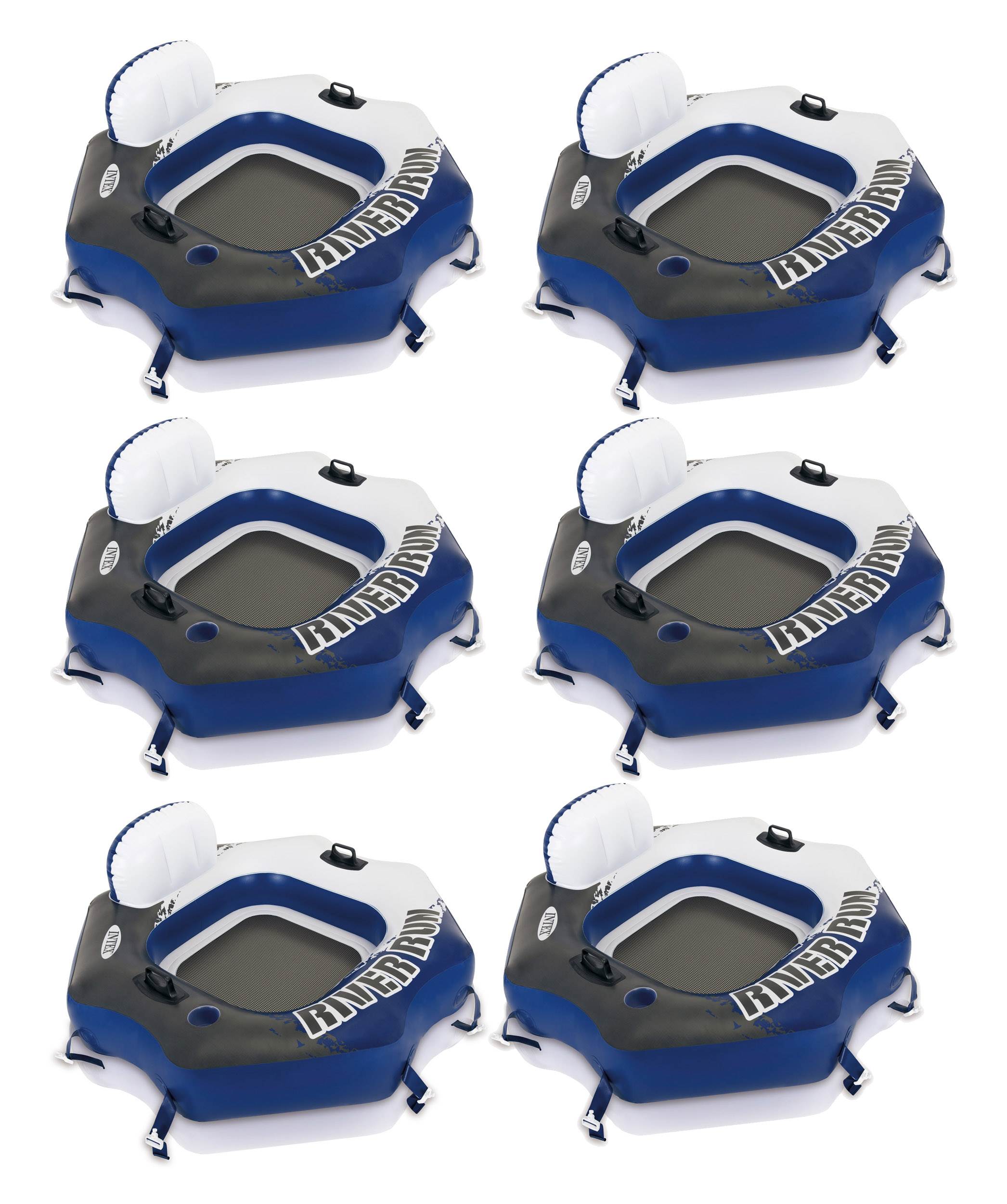 Intex River Run Connect Lounge Inflatable Tube 12-Pack w/ Four Connecting Cooler