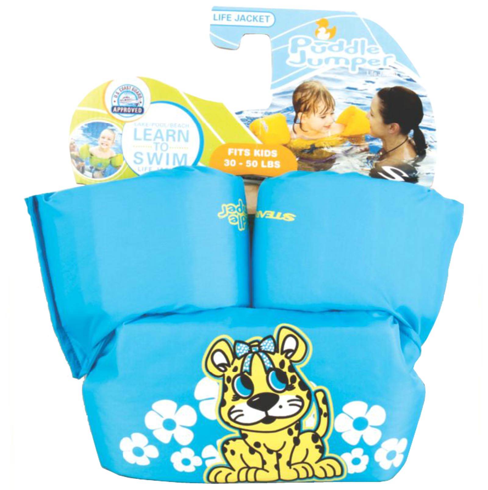 (4) COLEMAN Stearns Kids Puddle Jumper Swimming Life Jacket Vests | Blue Cheetah