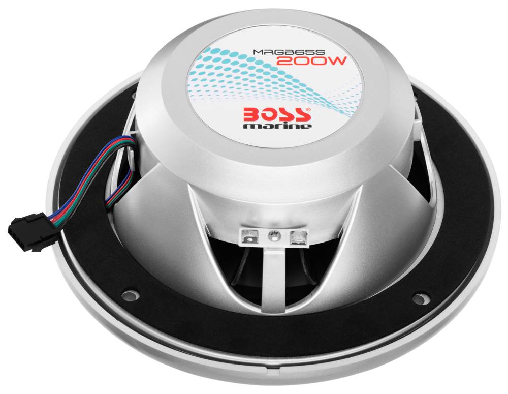 BOSS Audio MRGB65 6.5" 200W Boat Marine RGB LED Light Speakers Silver (1 Pair)