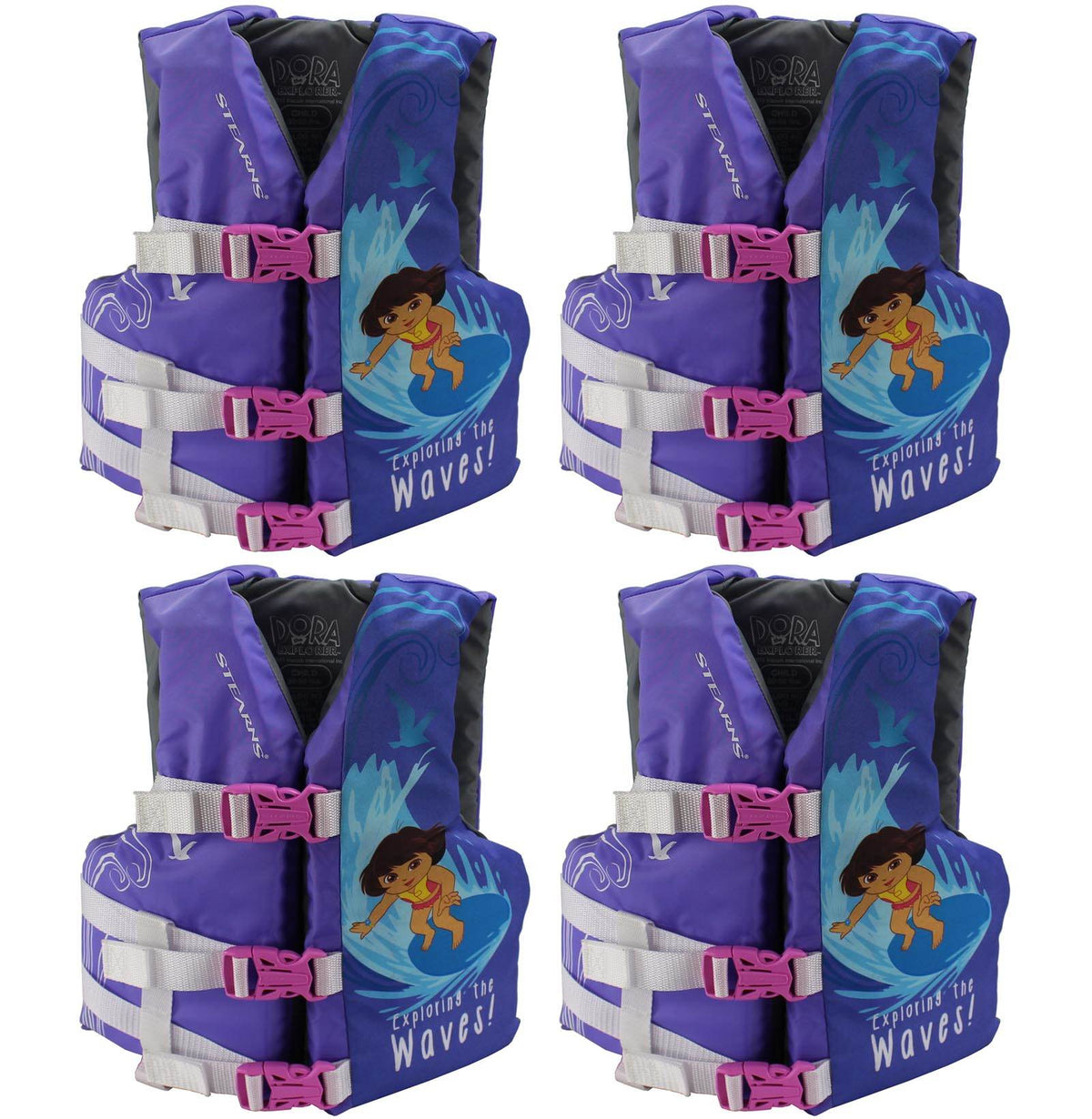(4) COLEMAN Stearns Child's Dora the Explorer Life Jackets w/ Adjustable Straps
