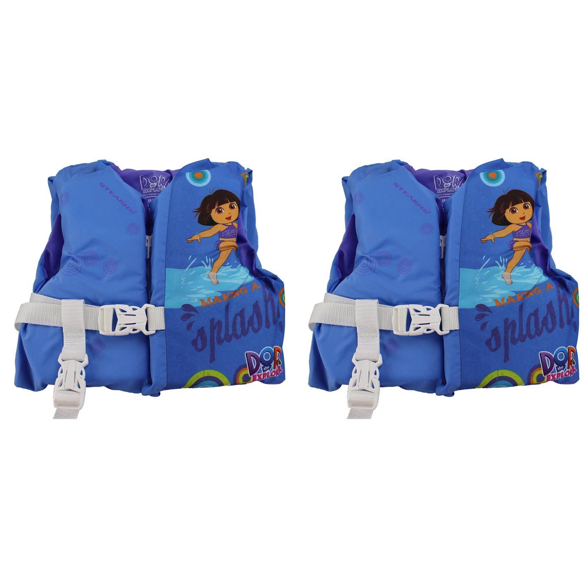 (2) COLEMAN Stearns Dora The Explorer Infant Life Jacket Vests w/ Rescue Handle
