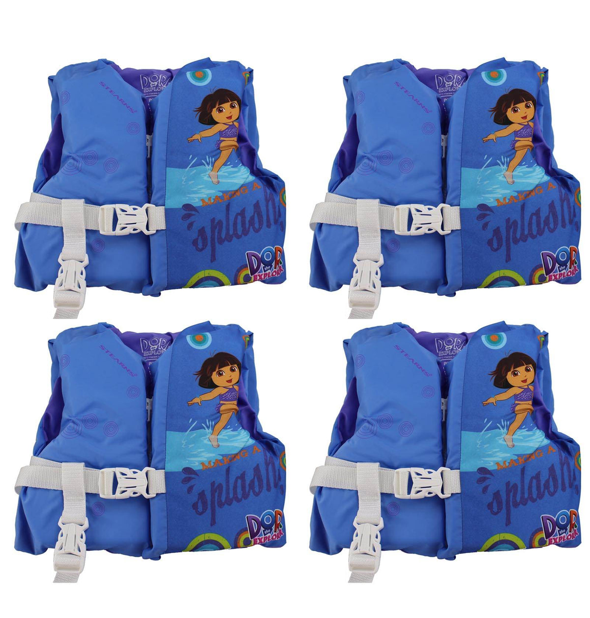 (4) COLEMAN Stearns Dora The Explorer Infant Life Jacket Vests w/ Rescue Handle