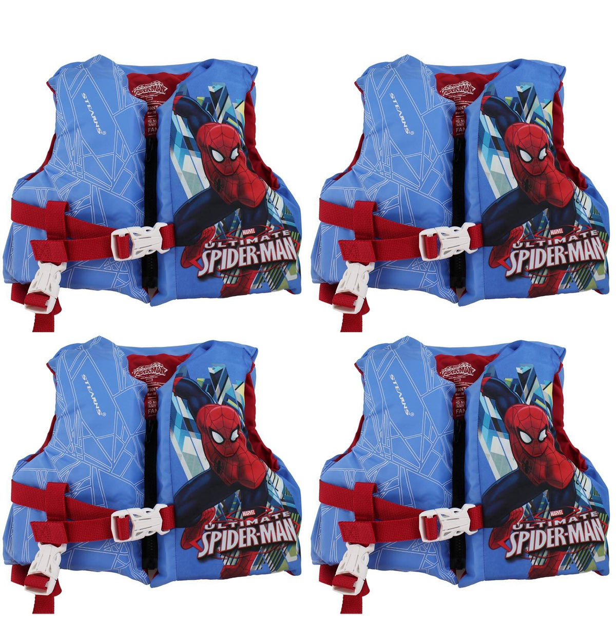 Coleman Stearns Spiderman Infant Pool Lake Life Jacket w/ Rescue Handle (4 Pack)
