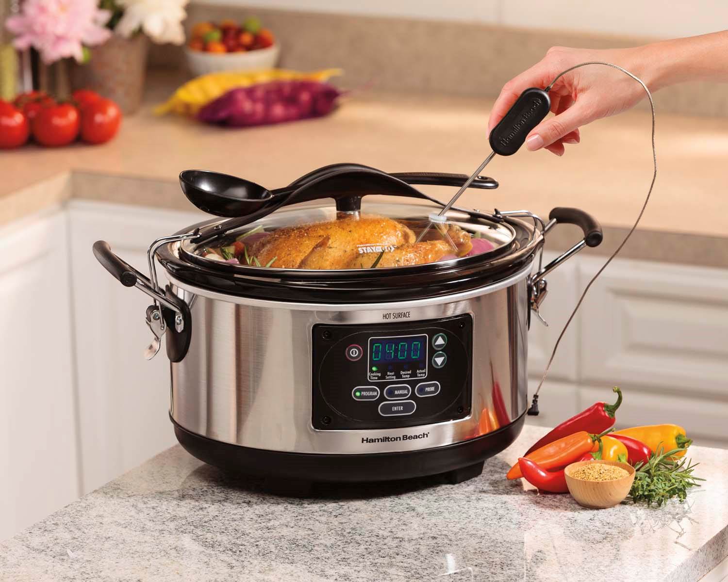 Hamilton Beach Digital Set n' Forget 6 Qt Slow Cooker & Spoon- Open Box