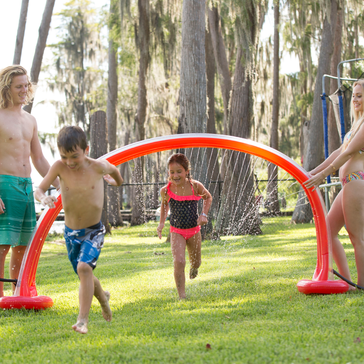 Wham-O Inflatable Water Giggle ‘N Splash Rainbow Arch Sprinkler, Blue (Open Box)