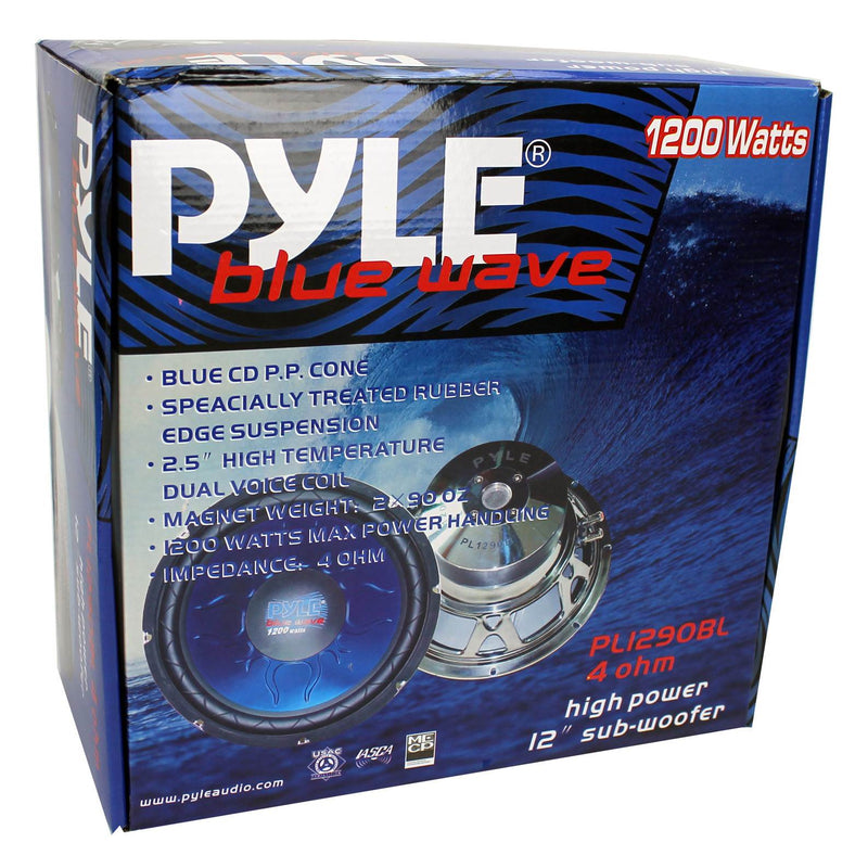 Pyle 12 Inch 1200 Watt DVC Blue Power Car Audio Subwoofer (4 Pack) | PL1290BL