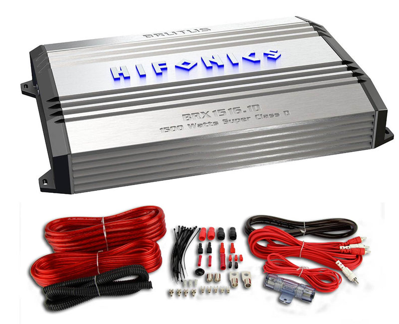 NEW Hifonics BRX1516.1D Monoblock Amplifier Class D Amp + Wiring Kit + Capacitor