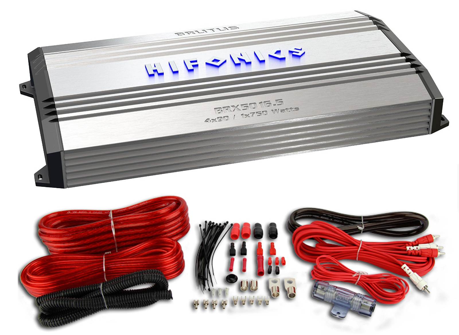 Hifonics Brutus BRX5016.5 1200 Watt Amp 5 Channel Car Audio Amplifier + Wiring