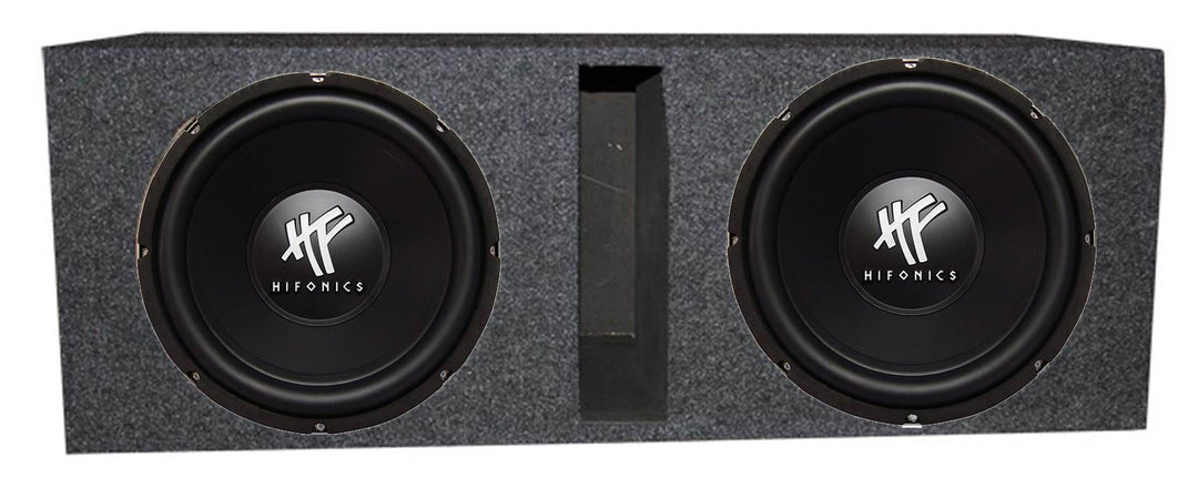 HIFONICS 12" 1600W Car Audio Subwoofer Speaker, 2 Pack & QPower Ported Enclosure - VMInnovations