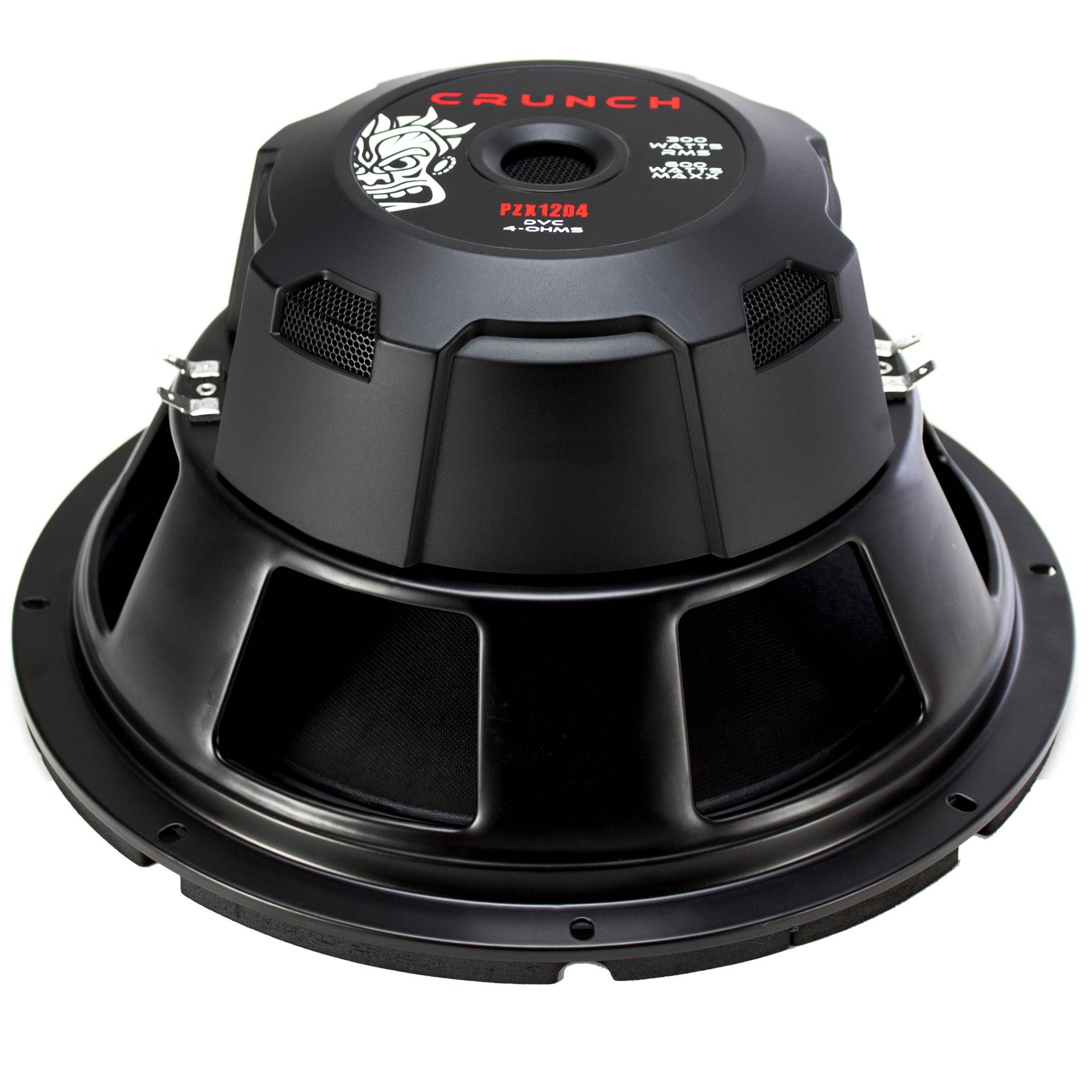 2) CRUNCH PZX12D4 12" 1200W Car Audio 4 Ohm DVC Subwoofers + Sealed Angled Box
