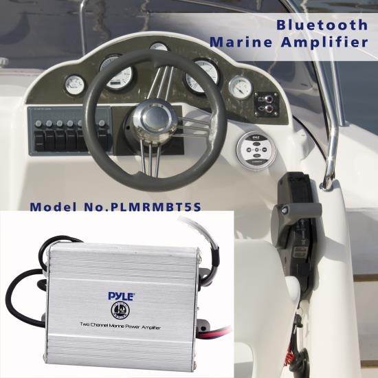 NEW Pyle PLMRMBT5S Marine Bluetooth 600 Watt 2 Channel Waterproof Boat Amplifier