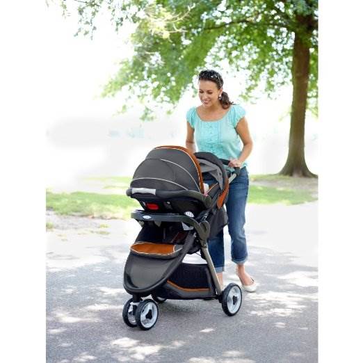 Graco FastAction Fold Stroller Click Connect Travel System Tangerine - Open Box