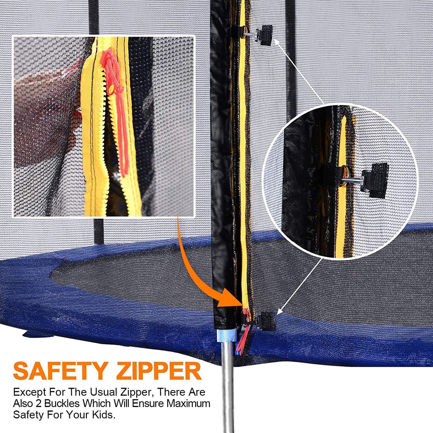 ExacMe 16 Foot Round Trampoline Replacement Enclosure Net with Poles T-Series