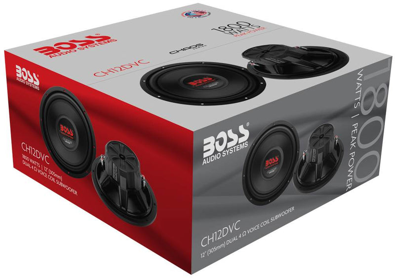 2) Boss CH12DVC 12" 3600W Car Subwoofers Subs Woofers 4 Ohm+Sealed Box Enclosure