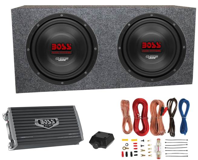 2) Boss CH12DVC 12" 3600W Car Subwoofers Subs+Sealed Box Enclosure+Amp+Amp Kit