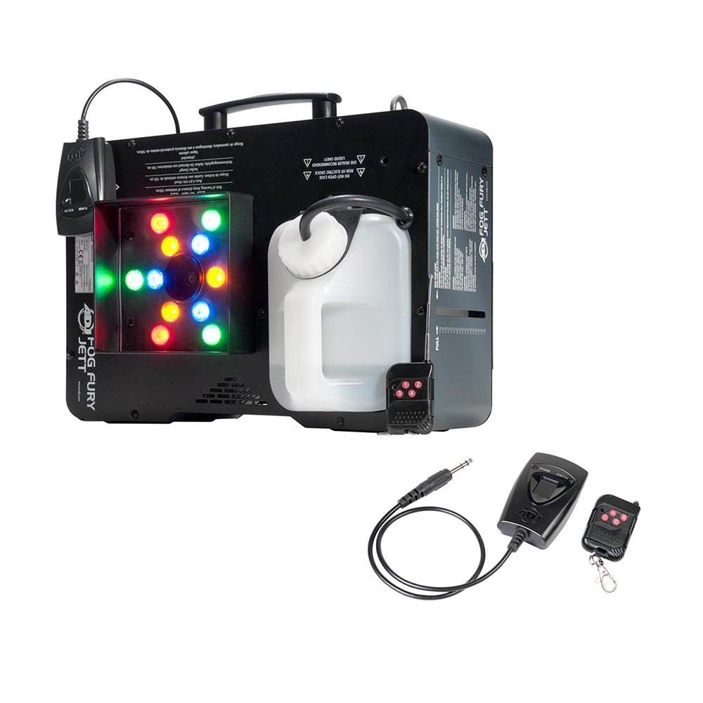 American DJ Fog Fury Jett Smoke Machine w/ Lights & Remote (2 Pk) & Eco Fog, 4L - VMInnovations