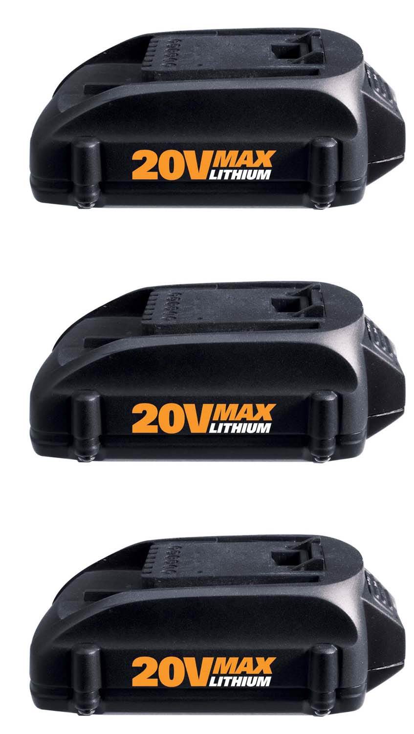 Three) WORX WA3525 20-volt Lithium Battery for WG160 Grass Trimmer and Edger
