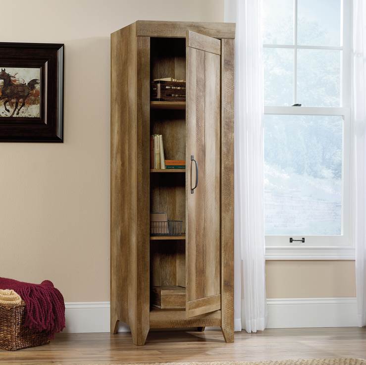 Sauder Furniture 418137 Storage Craftsman Oak Tall Narrow Cabinet (Open Box)
