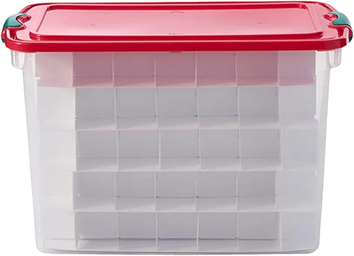 Homz 112 Qt Latching Holiday Plastic Storage Container Tote Box, Clear (4 Pack)