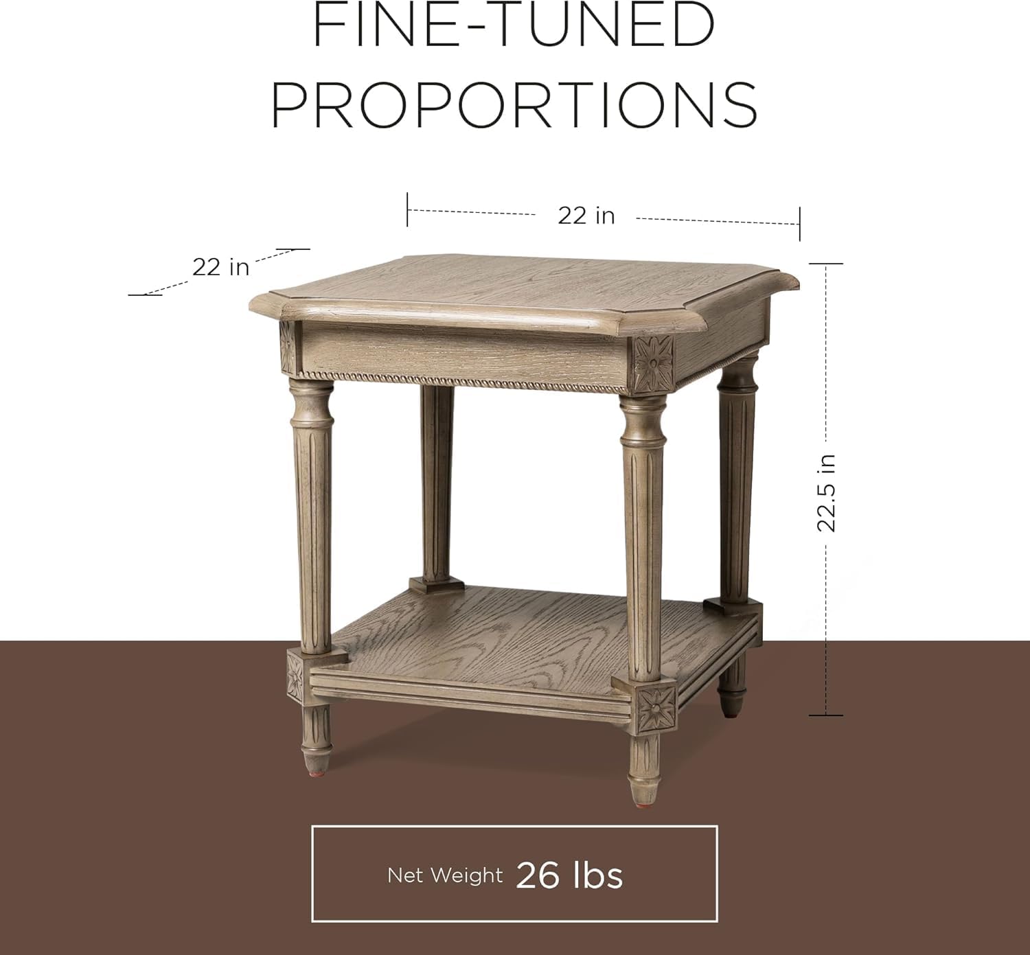 Maven Lane Pullman Square Wooden Side Table in Antiqued Grey Finish (Open Box) - VMInnovations
