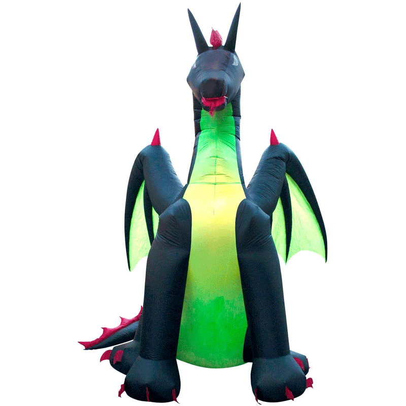 Holidayana 9 Foot Tall Inflatable Light Up Halloween Dragon Yard Decoration