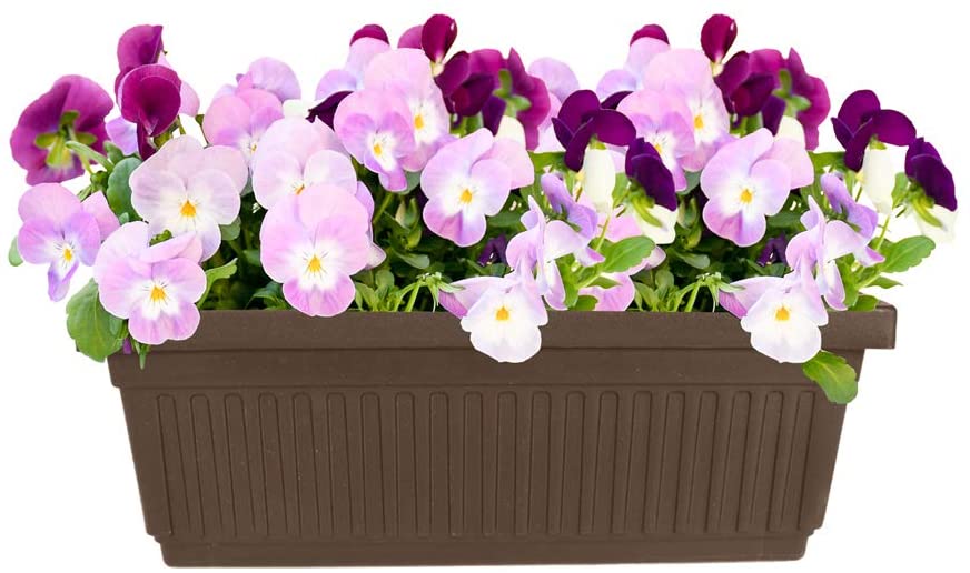 HC Companies 30-Inch Fluted Plastic Venetian Flower Box, Chocolate (Open Box) - VMInnovations