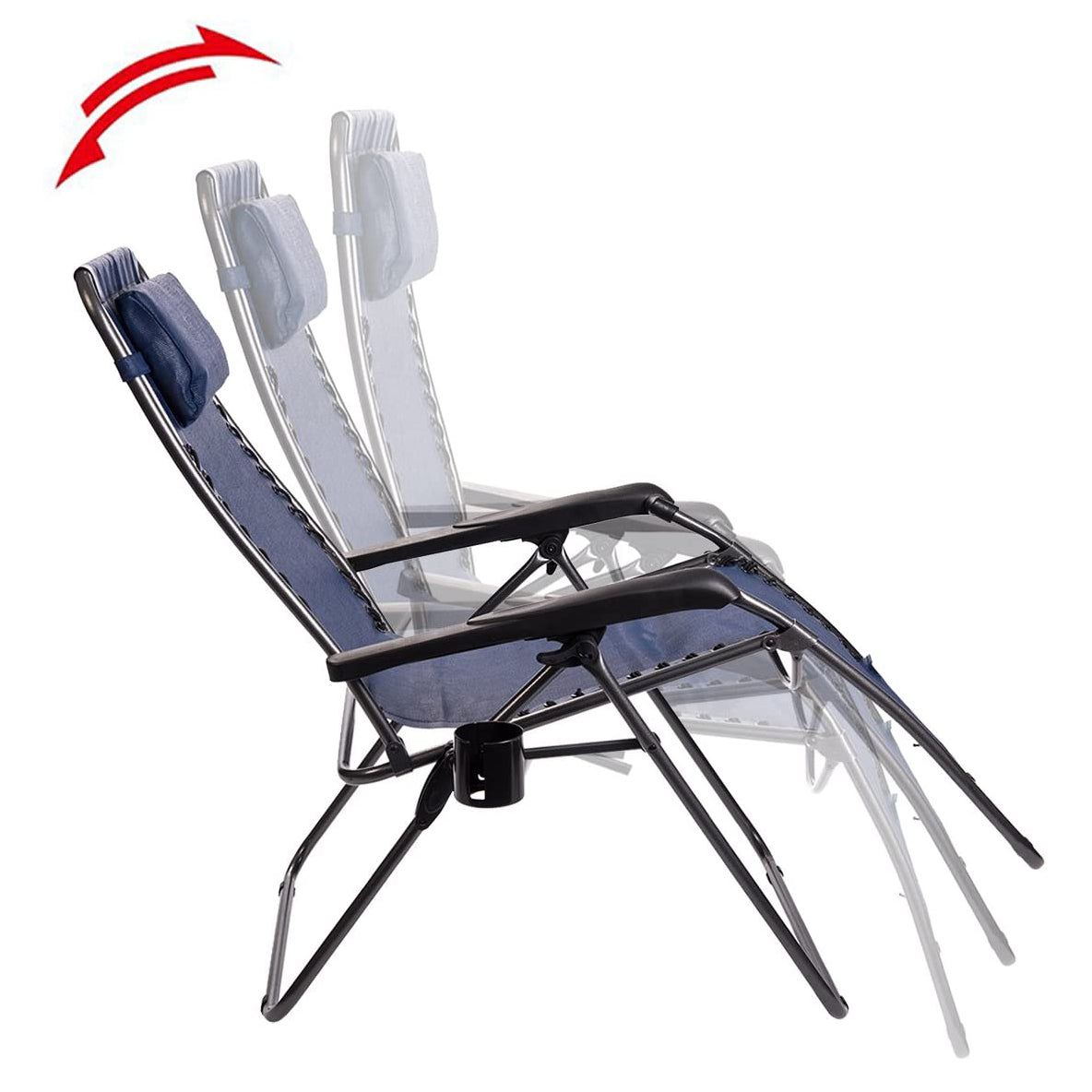 Timber Ridge Zero Gravity Locking Outdoor Recliner Lounge Chair, Blue (2 Pack)