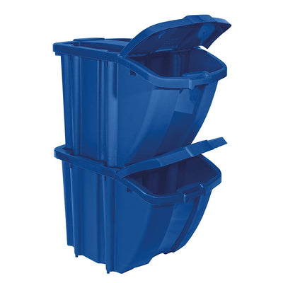 Suncast BH18BLUE2 Stackable Recycling Bin Containers with Lids, Blue (6 Pack)