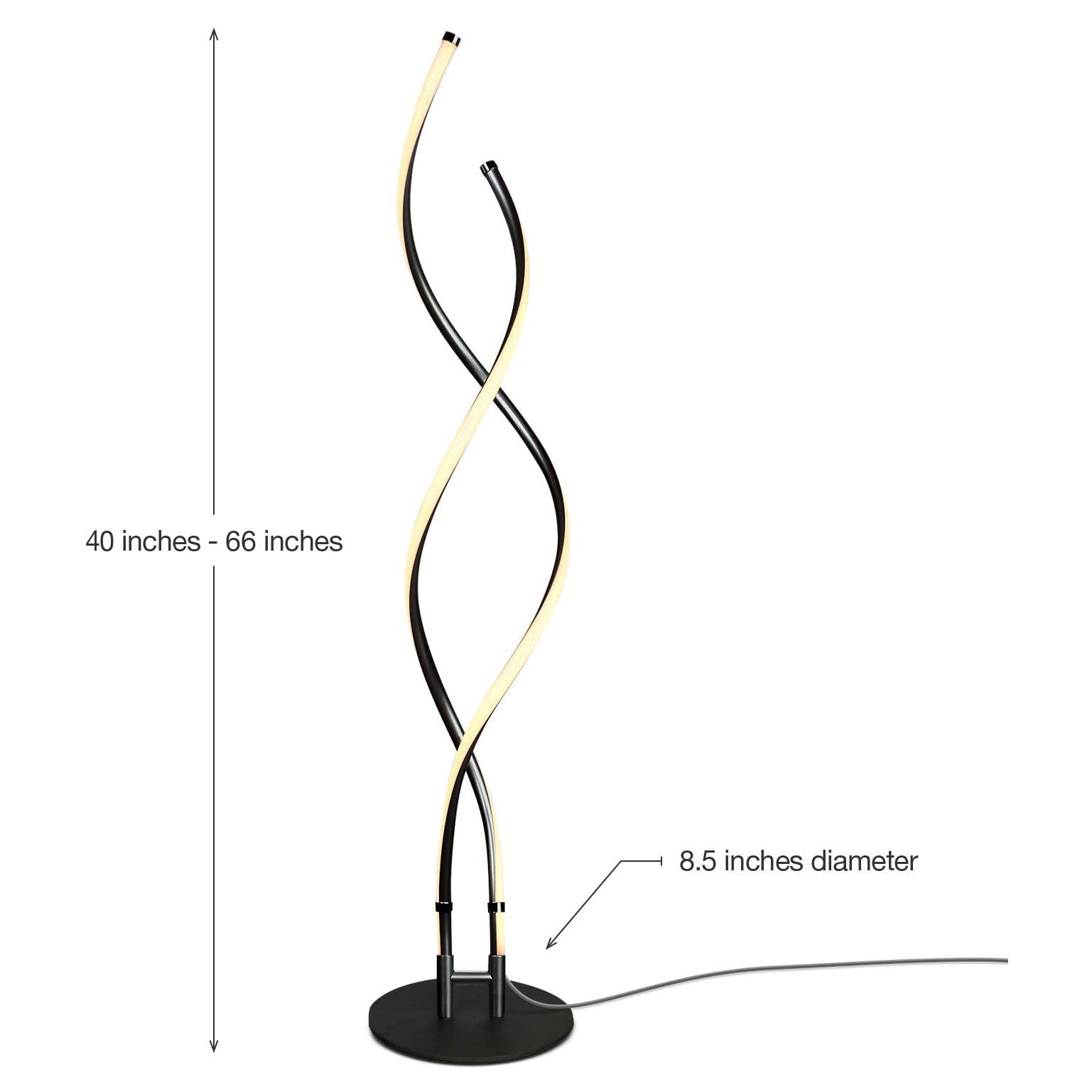 Brightech Embrace LED 2 In 1 Spiral Bright Floor Table Lamp, Jet Black(Open Box) - VMInnovations
