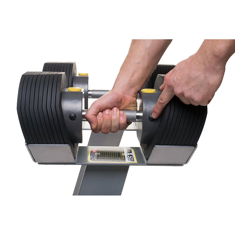 MX Select MX-55 Pro Style Adjustable Dumbbell Set w/ 10 to 55 Pound Range, Black