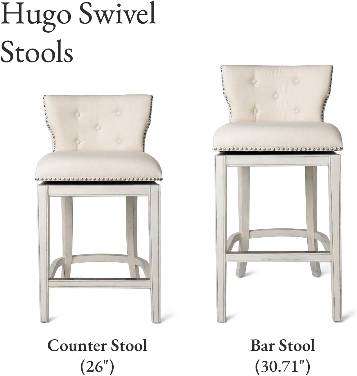 Maven Lane Hugo Tufted-Back Kitchen Swivel Stool White Oak, Counter Height(Used) - VMInnovations