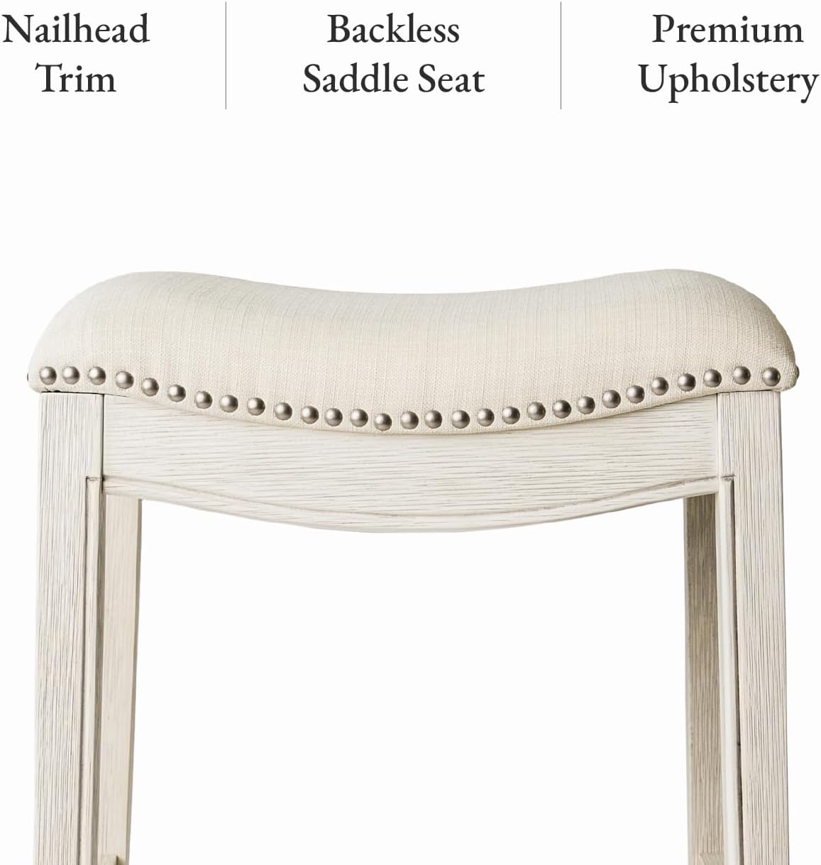 Maven Lane Adrien Kitchen Saddle Counter Stool, White Oak (Used) (2 Pack)