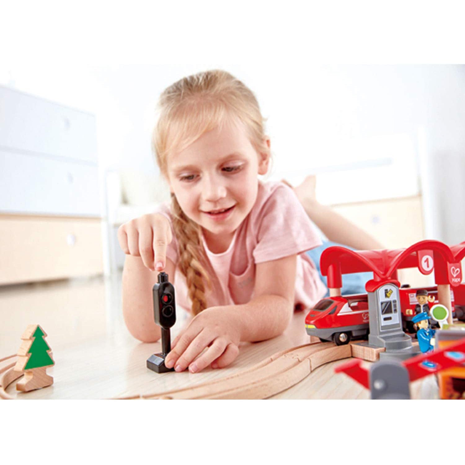 Hape City Magnetic Kids Play Freight Train Railway Station Toy Set (For Parts)