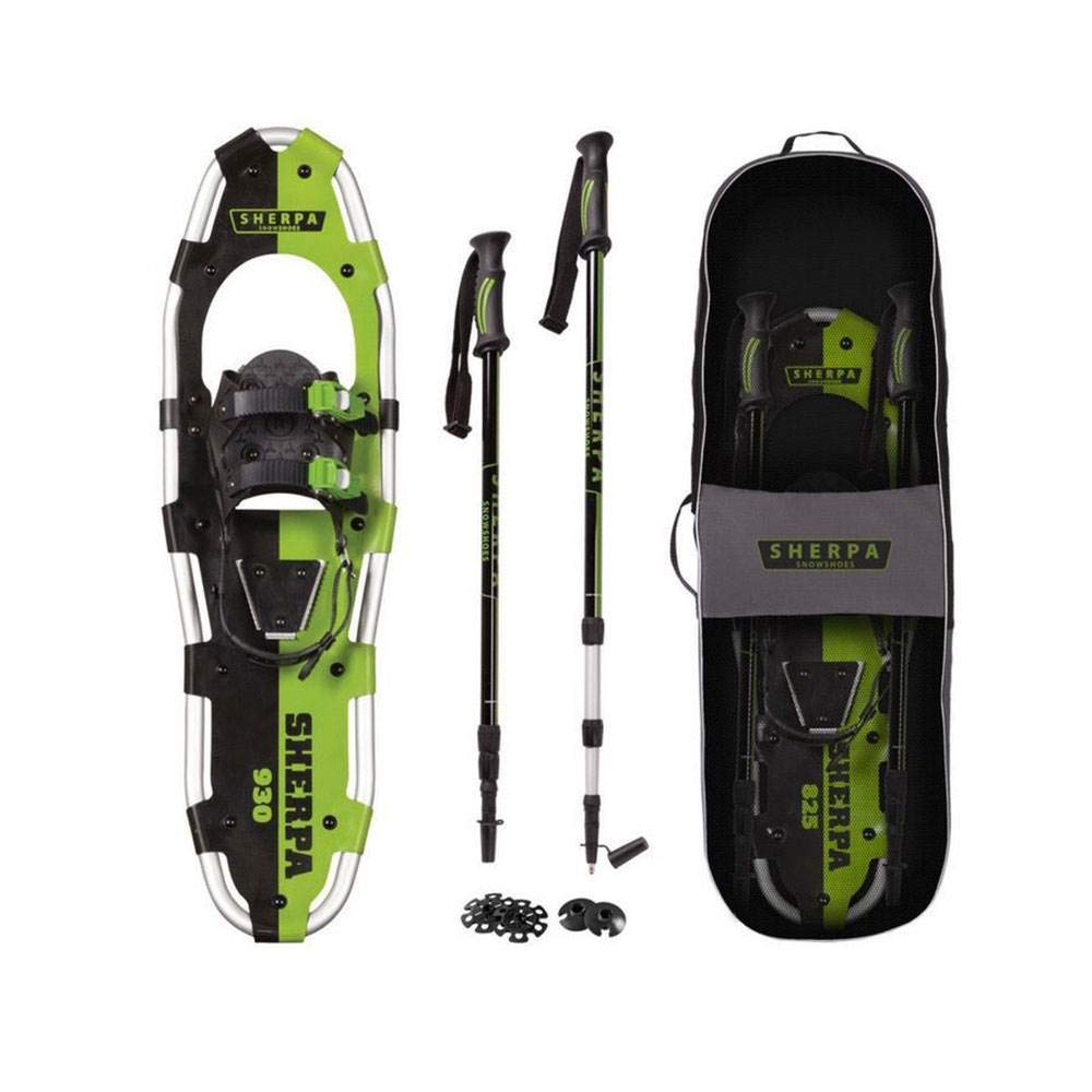 Yukon Charlie's Sherpa 8" x 25" Hiking Snowshoe Kit w/ Poles & Bag, Green
