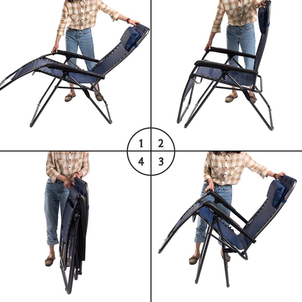 Timber Ridge Zero Gravity Locking Outdoor Recliner Lounge Chair, Blue (2 Pack)