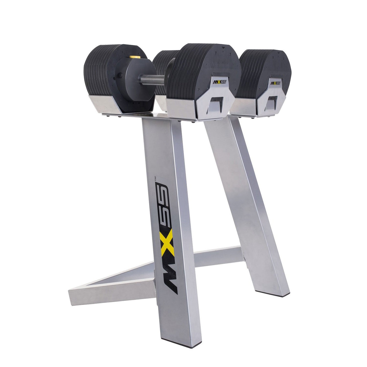 MX Select MX-55 Pro Style Adjustable Dumbbell Set w/ 10 to 55 Pound Range, Black