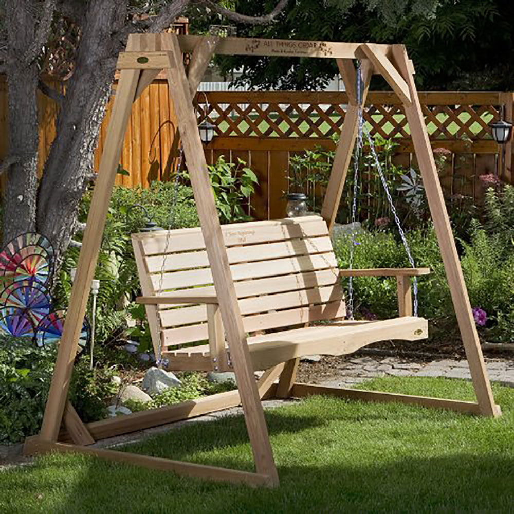 All Things Cedar PS48 Red Cedar 4 ft Porch Swing w/AF72 Red Cedar A-frame