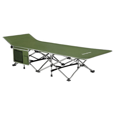 KingCamp Folding Deluxe Lightweight Portable Camping Side Pocket Bed Cot, Green